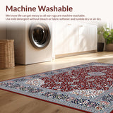 Ultra Soft Area Rug, Non Slip, Stain Resistant, Washable Area Rugs for Living Room, Bedroom, Rustic Dual-Tone Medallion Style(Red)