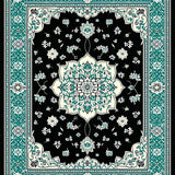 Geometric Black and Teal Motif(Black)