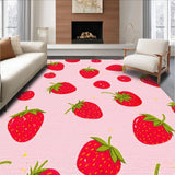 Ultra Soft Area Rug, Non Slip, Stain Resistant, Washable Area Rugs for Living Room, Bedroom, Playful Pink Strawberry Aesthetic(Pink)
