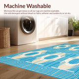 Ultra Soft Area Rug, Non Slip, Stain Resistant, Washable Area Rugs for Living Room, Bedroom, Modern Azure Hues Artistic Geometric Circle with Beige Undertones(Blue)
