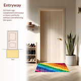 Ultra Soft Area Rug, Non Slip, Stain Resistant, Washable Area Rugs for Living Room, Bedroom, Ultra-Thin Modern Rainbow Living Room Carpet(Red)