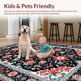 Ultra Soft Area Rug, Non Slip, Stain Resistant, Washable Area Rugs for Living Room, Bedroom, Whimsical Low-Pile Trellis Style(Black)