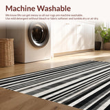 Ultra Soft Area Rug, Non Slip, Stain Resistant, Washable Area Rugs for Living Room, Bedroom, Bold Stripe Symphony: Black & White Geometric Patterned Rug(Black)