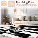 Ultra Soft Area Rug, Non Slip, Stain Resistant, Washable Area Rugs for Living Room, Bedroom, Chic Geometric Contrast Design(Black)