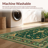 Ultra Soft Area Rug, Non Slip, Stain Resistant, Washable Area Rugs for Living Room, Bedroom, Green Embroidered Arabic Meditation Room Prayer Rug(Green)