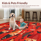 Ultra Soft Area Rug, Non Slip, Stain Resistant, Washable Area Rugs for Living Room, Bedroom, Vibrant Aquatic Artistry Theme(Red)
