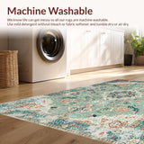 Ultra Soft Area Rug, Non Slip, Stain Resistant, Washable Area Rugs for Living Room, Bedroom, Rustic Light Green Patterned Design(Beige)