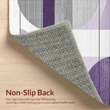 Ultra Soft Area Rug, Non Slip, Stain Resistant, Washable Area Rugs for Living Room, Bedroom, Chic Semicircle Gray Tones(Purple)
