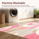 Ultra Soft Area Rug, Non Slip, Stain Resistant, Washable Area Rugs for Living Room, Bedroom, Minimalist Pink Beige Bath Groovy Retro Swirl(Pink)