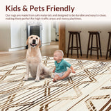 Ultra Soft Area Rug, Non Slip, Stain Resistant, Washable Area Rugs for Living Room, Bedroom, Inviting Soft Pastel Geometric Theme(Beige)