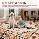 Ultra Soft Area Rug, Non Slip, Stain Resistant, Washable Area Rugs for Living Room, Bedroom, Rustic Vintage Tiled Aesthetic(Beige)