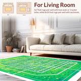 Ultra Soft Area Rug, Non Slip, Stain Resistant, Washable Area Rugs for Living Room, Bedroom, Non-Slip Kids Road Track Bedroom Carpet(Green)