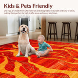 Ultra Soft Area Rug, Non Slip, Stain Resistant, Washable Area Rugs for Living Room, Bedroom, Energetic Warm-toned Abstract Print(Red)