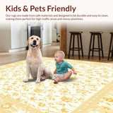 Ultra Soft Area Rug, Non Slip, Stain Resistant, Washable Area Rugs for Living Room, Bedroom, Small Area Floral Low Pile Non Slip(Beige)