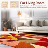 Ultra Soft Area Rug, Non Slip, Stain Resistant, Washable Area Rugs for Living Room, Bedroom, Eye-Catching Groovy Linear Elements(Brown)