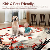 Ultra Soft Area Rug, Non Slip, Stain Resistant, Washable Area Rugs for Living Room, Bedroom, Warm Earthy Floral Arrangement(Red)