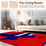 Ultra Soft Area Rug, Non Slip, Stain Resistant, Washable Area Rugs for Living Room, Bedroom, Vibrant Cultural Outline Motif(Red)