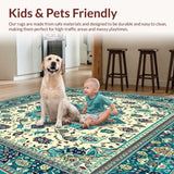 Ultra Soft Area Rug, Non Slip, Stain Resistant, Washable Area Rugs for Living Room, Bedroom, Colorful Boho Chic Geometric Medallion Area(White)