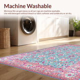 Ultra Soft Area Rug, Non Slip, Stain Resistant, Washable Area Rugs for Living Room, Bedroom, Contemporary Ethnic Abstract Style(Blue)