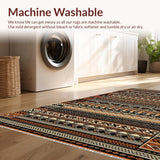 Ultra Soft Area Rug, Non Slip, Stain Resistant, Washable Area Rugs for Living Room, Bedroom, Bold Symmetrical Medallion Style(Brown)