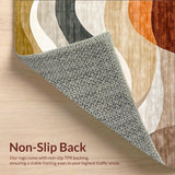 Modern Abstract Beige and Brown Area Featuring Artistic Wave(Beige)