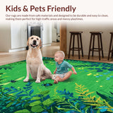 Ultra Soft Area Rug, Non Slip, Stain Resistant, Washable Area Rugs for Living Room, Bedroom, Vibrant Eclectic Insect Design(Green)