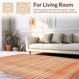 Ultra Soft Area Rug, Non Slip, Stain Resistant, Washable Area Rugs for Living Room, Bedroom, Chic Rubber Backed Design(Orange)