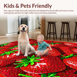 Ultra Soft Area Rug, Non Slip, Stain Resistant, Washable Area Rugs for Living Room, Bedroom, Eclectic Vintage Inspired Bath Mat(Red)