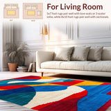 Ultra Soft Area Rug, Non Slip, Stain Resistant, Washable Area Rugs for Living Room, Bedroom, Vibrant Circular Abstract Swirl(Red)