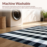 Ultra Soft Area Rug, Non Slip, Stain Resistant, Washable Area Rugs for Living Room, Bedroom, Modern Black White Checkered Living Room Plush Rug(Black)
