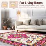 Ultra Soft Area Rug, Non Slip, Stain Resistant, Washable Area Rugs for Living Room, Bedroom, Vibrant Abstract Textured Motif(White)