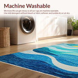 Ultra Soft Area Rug, Non Slip, Stain Resistant, Washable Area Rugs for Living Room, Bedroom, Summer Waves surfer inspired area rug(Blue)
