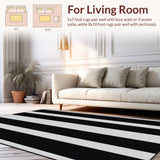 Ultra Soft Area Rug, Non Slip, Stain Resistant, Washable Area Rugs for Living Room, Bedroom, Classic Black and White Trellis(Black)