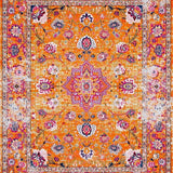 Ultra Soft Area Rug, Non Slip, Stain Resistant, Washable Area Rugs for Living Room, Bedroom, Artistic Distressed Circle Motif(Orange)