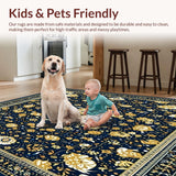 Ultra Soft Area Rug, Non Slip, Stain Resistant, Washable Area Rugs for Living Room, Bedroom, Cream and Beige Large(Blue)