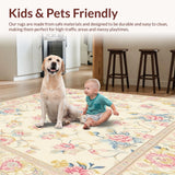 Ultra Soft Area Rug, Non Slip, Stain Resistant, Washable Area Rugs for Living Room, Bedroom, Elegant Floral Area Non Slip(Beige)