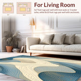 Ultra Soft Area Rug, Non Slip, Stain Resistant, Washable Area Rugs for Living Room, Bedroom, Elegant Abstract Area with Non Slip Backing for Modern Spaces(Blue)