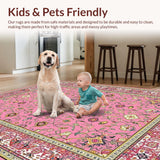 Ultra Soft Area Rug, Non Slip, Stain Resistant, Washable Area Rugs for Living Room, Bedroom, Artistic Pink Abstract Design(Pink)