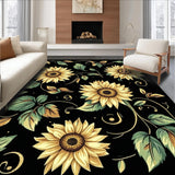 Ultra Soft Area Rug, Non Slip, Stain Resistant, Washable Area Rugs for Living Room, Bedroom, Contemporary Black and Gold Theme(Gold)