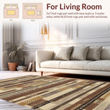 Ultra Soft Area Rug, Non Slip, Stain Resistant, Washable Area Rugs for Living Room, Bedroom, Rustic Pike Fishing Cabin Rug with Wildlife Design(Beige)