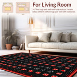 Ultra Soft Area Rug, Non Slip, Stain Resistant, Washable Area Rugs for Living Room, Bedroom, Retro Geometric Dice Motif(Black)