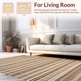 Ultra Soft Area Rug, Non Slip, Stain Resistant, Washable Area Rugs for Living Room, Bedroom, Elegant Rustic Checkered Aesthetic(Brown)