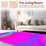 Ultra Soft Area Rug, Non Slip, Stain Resistant, Washable Area Rugs for Living Room, Bedroom, Bright Artistic Layered Design(Pink)