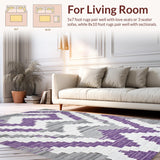 Ultra Soft Area Rug, Non Slip, Stain Resistant, Washable Area Rugs for Living Room, Bedroom, Delicate Soft Tones with Shapes(Purple)