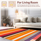 Ultra Soft Area Rug, Non Slip, Stain Resistant, Washable Area Rugs for Living Room, Bedroom, Chic Geometric Playful Aesthetic(Orange)