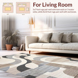 Ultra Soft Area Rug, Non Slip, Stain Resistant, Washable Area Rugs for Living Room, Bedroom, Rustic Warm Tones with Depth(Beige)