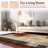 Ultra Soft Area Rug, Non Slip, Stain Resistant, Washable Area Rugs for Living Room, Bedroom, Trendy Neutral Toned Rustic Decor(Orange)