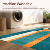 Ultra Soft Area Rug, Non Slip, Stain Resistant, Washable Area Rugs for Living Room, Bedroom, Sophisticated Linear Aesthetics(Orange)
