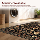 Ultra Soft Area Rug, Non Slip, Stain Resistant, Washable Area Rugs for Living Room, Bedroom, Luxurious Abstract Floral Fusion(Black)