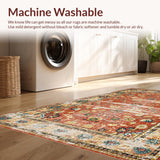 Ultra Soft Area Rug, Non Slip, Stain Resistant, Washable Area Rugs for Living Room, Bedroom, Modern Vibrant Trellis Aesthetic(Red)